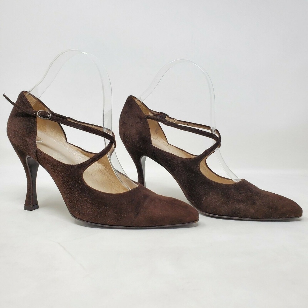 Giorgio Armani Pointed Toe Criss-cross Suede Pumps